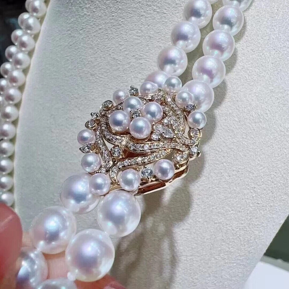 gorgeous two strands 8-9mm south sea whit pearl necklace 30″32″