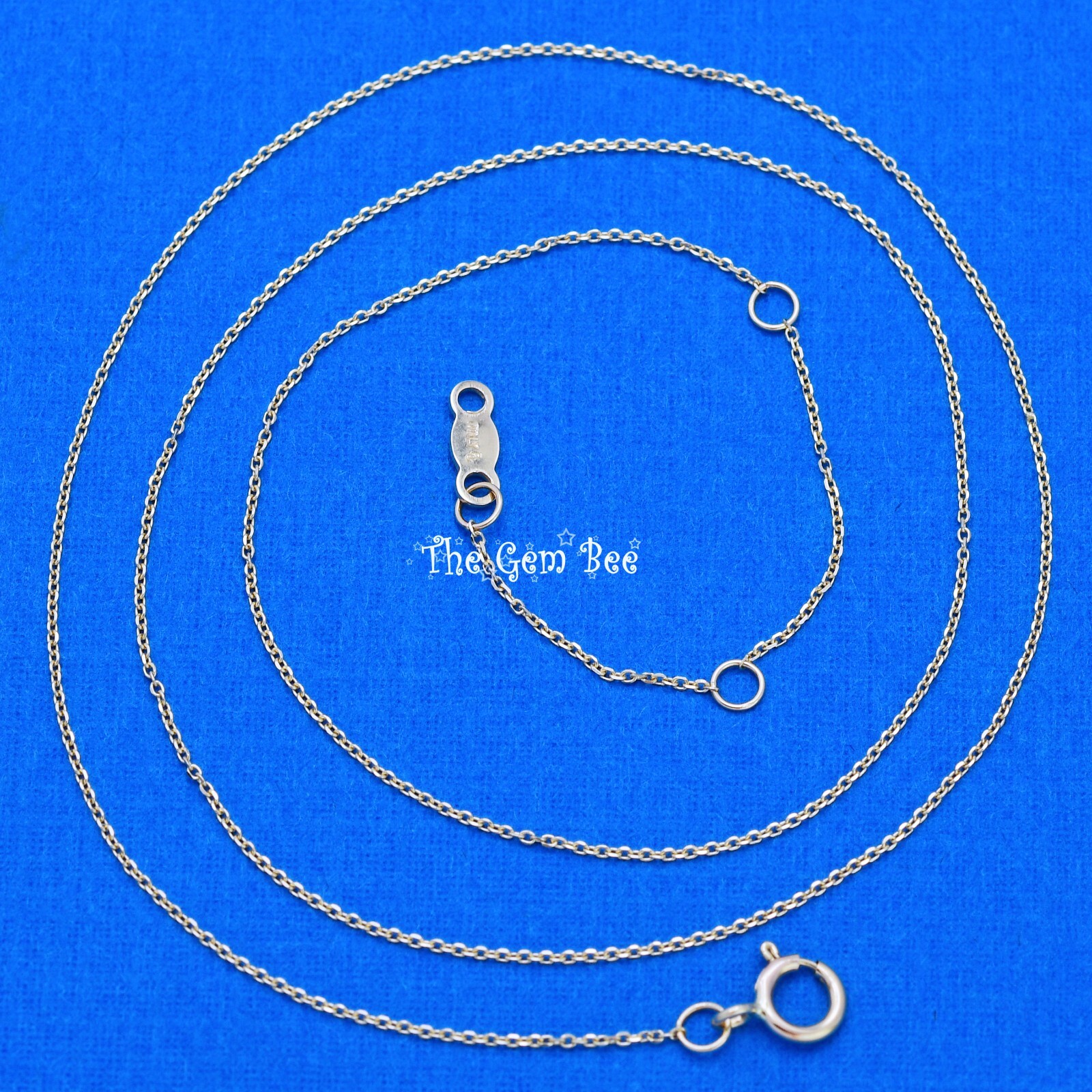 14K Yellow GOLD 0.8mm Cable Chain Necklace 16 17 18 inch Adjustable Length clasp