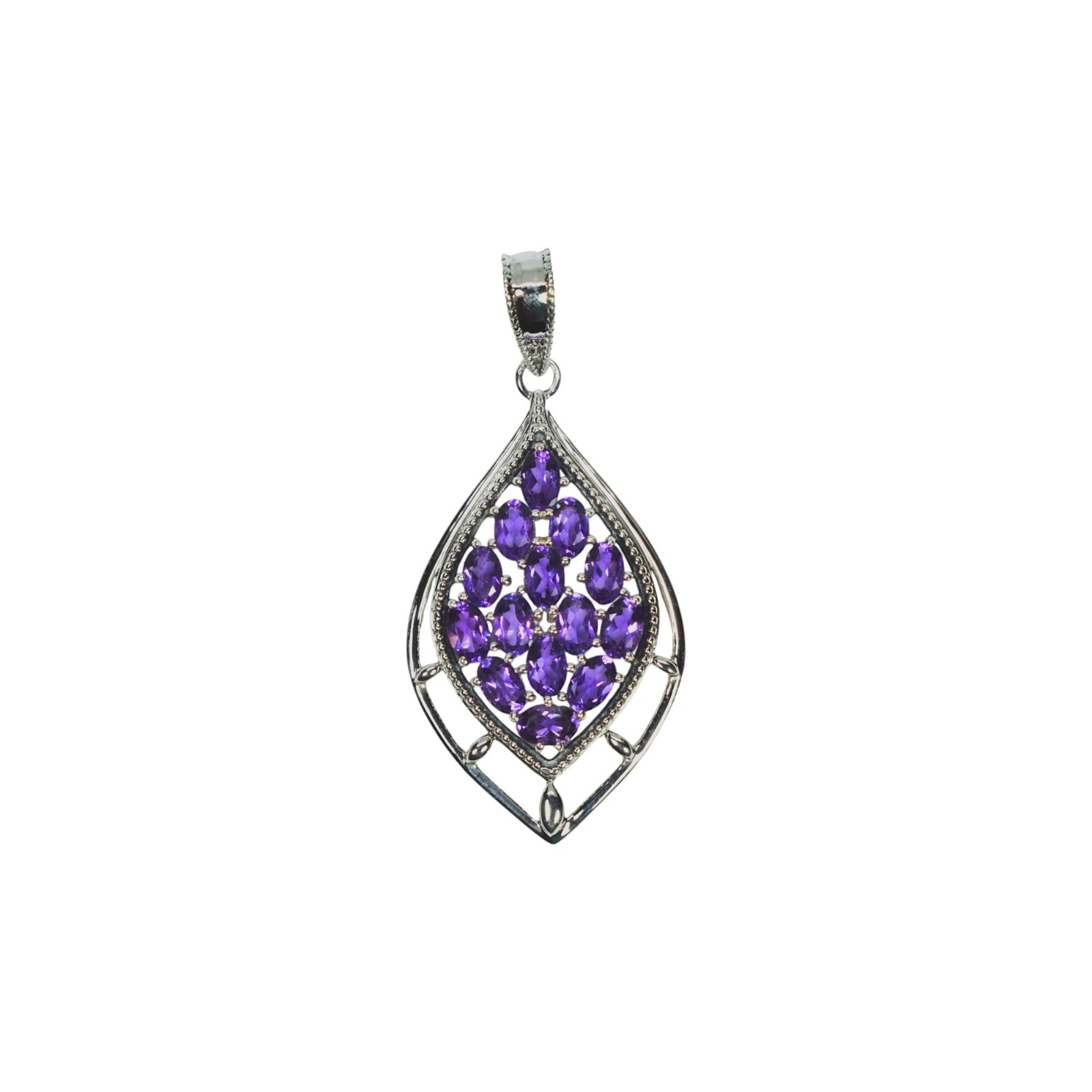 Natural Amethyst Statement Pendant 925 Silver Women Pendant Gift For Girlfriend
