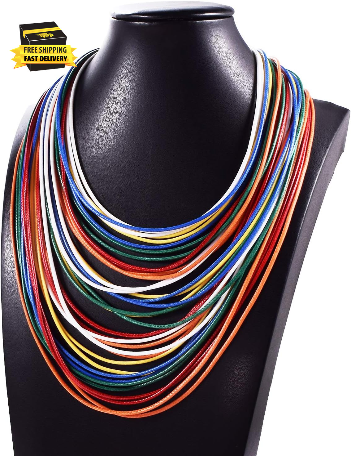 Necklace Women Fashion Bib Choker 36 Layers Wax Line Collar Statement Jewelry ⭐️
