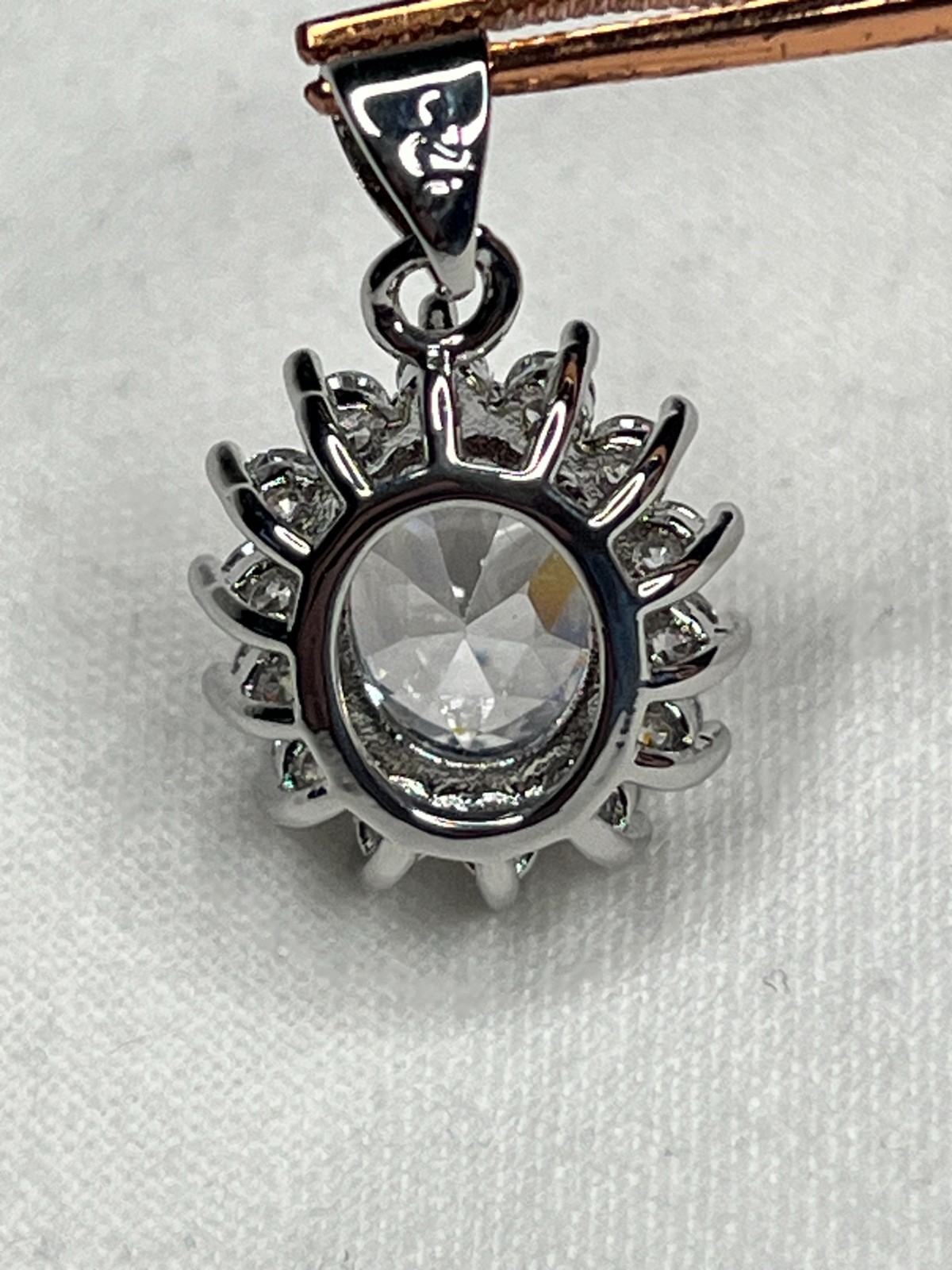 Moissanite Halo Pendant – S925 – 10x8mm Center Stone | Approx. 5mm Bail