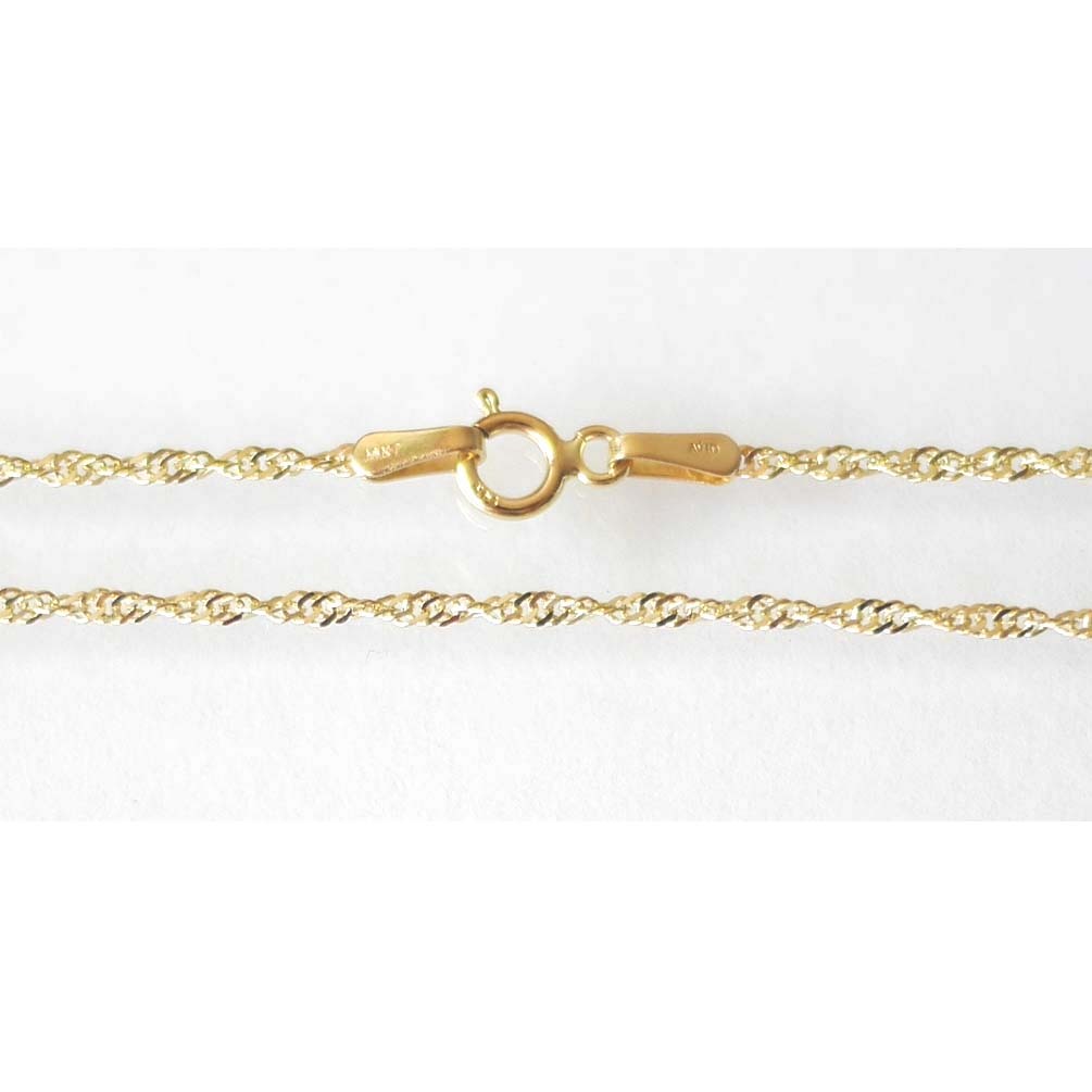 14K Solid Yellow Gold SN-025Y Singapore Chain W: 1.2 mm Length 18 inches (45 CM)