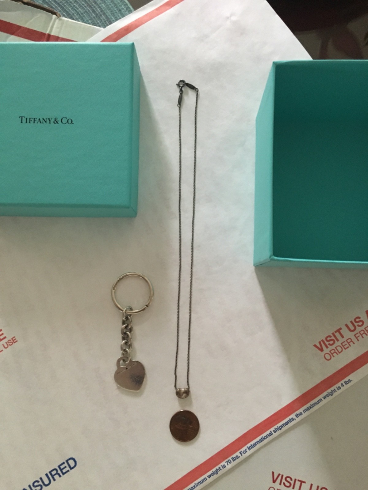 smaller TIFFANY PERETTI SILVER bean necklace & tiffany siver key chain