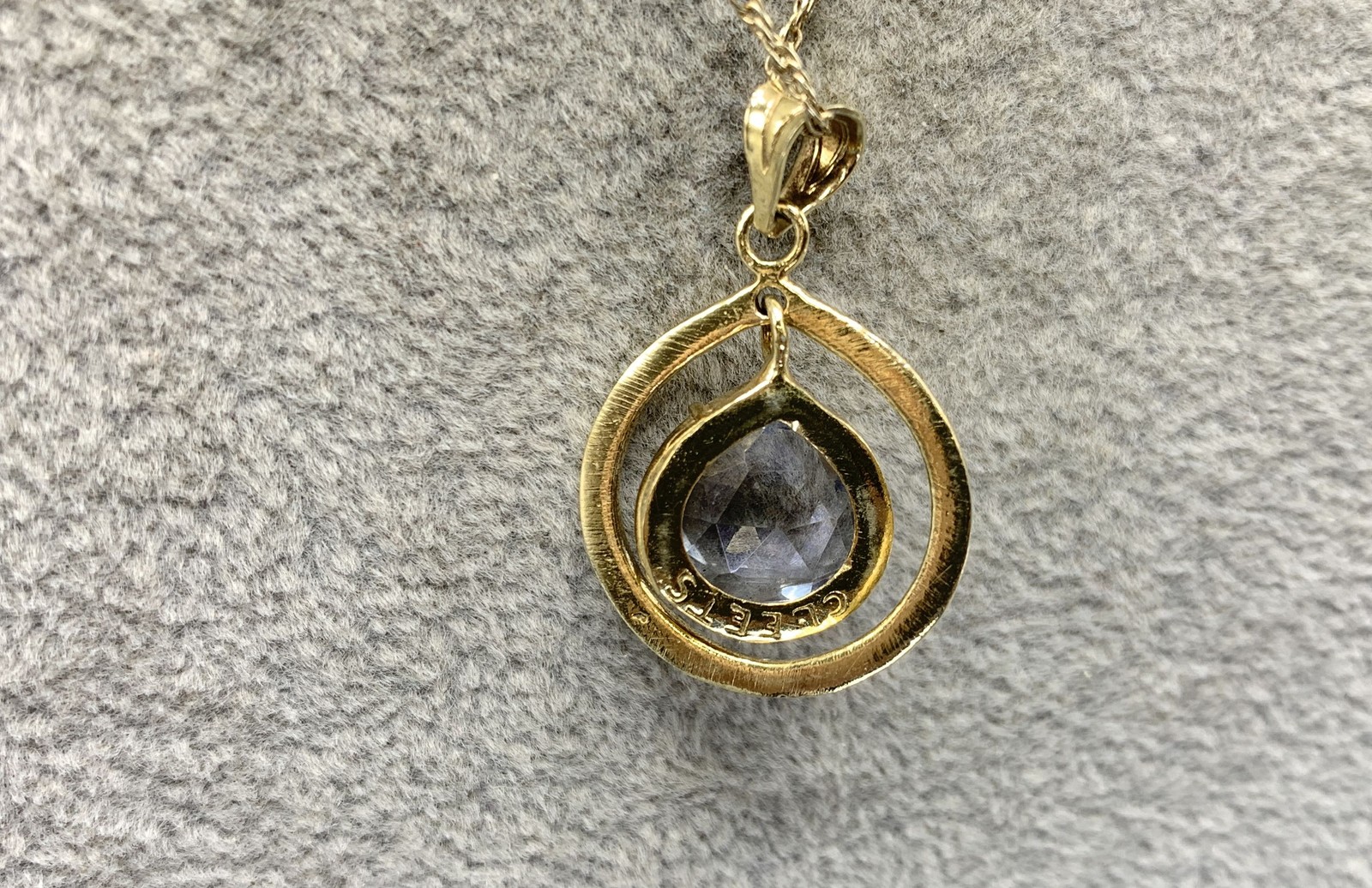 Gold Plated Sterling Silver, Quartz Crystal Tear Drop Pendant Necklace