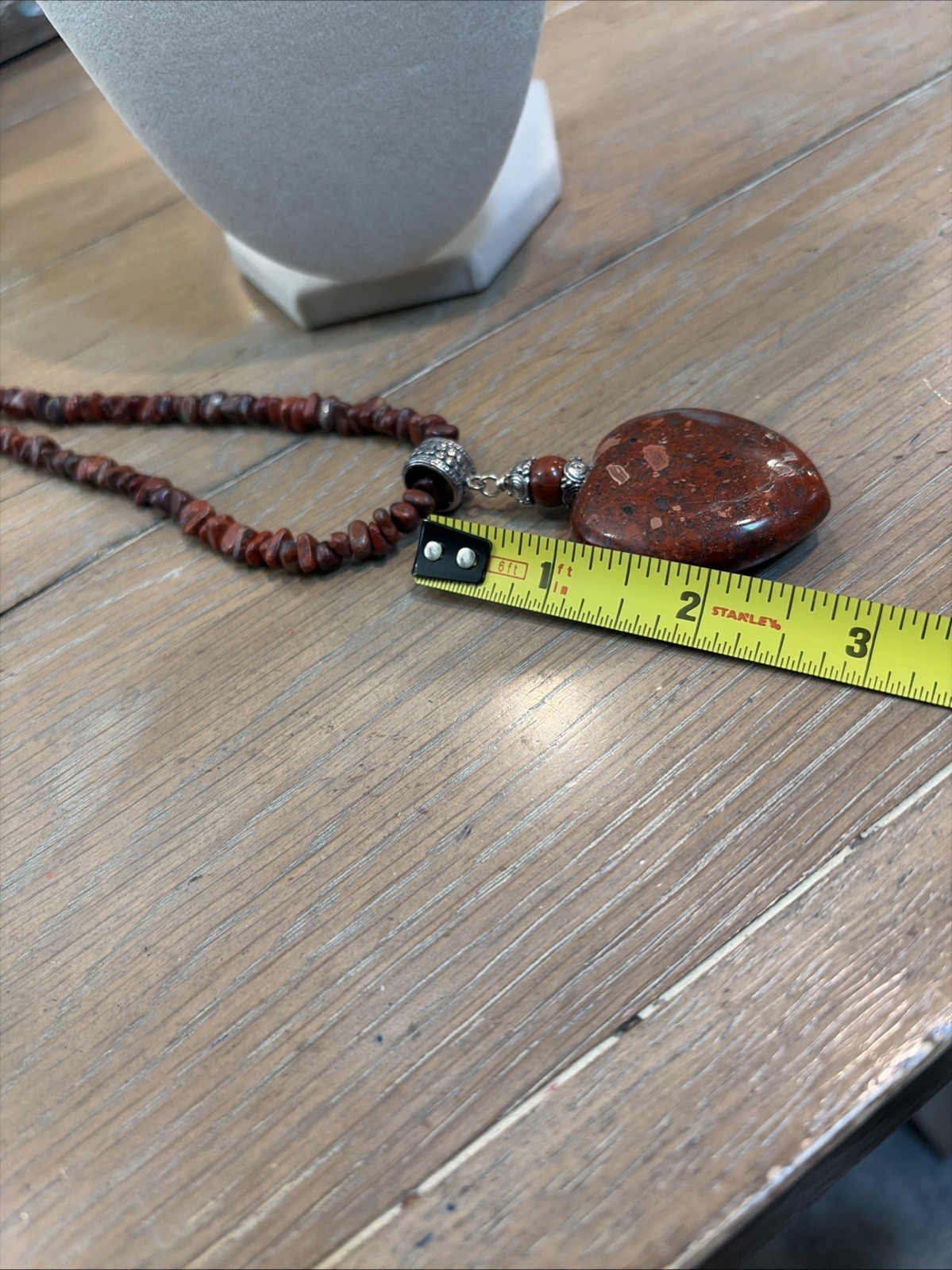 Jay King Mine Finds DTR Sterling Silver Red Jasper Heart Pendant Beaded Necklace