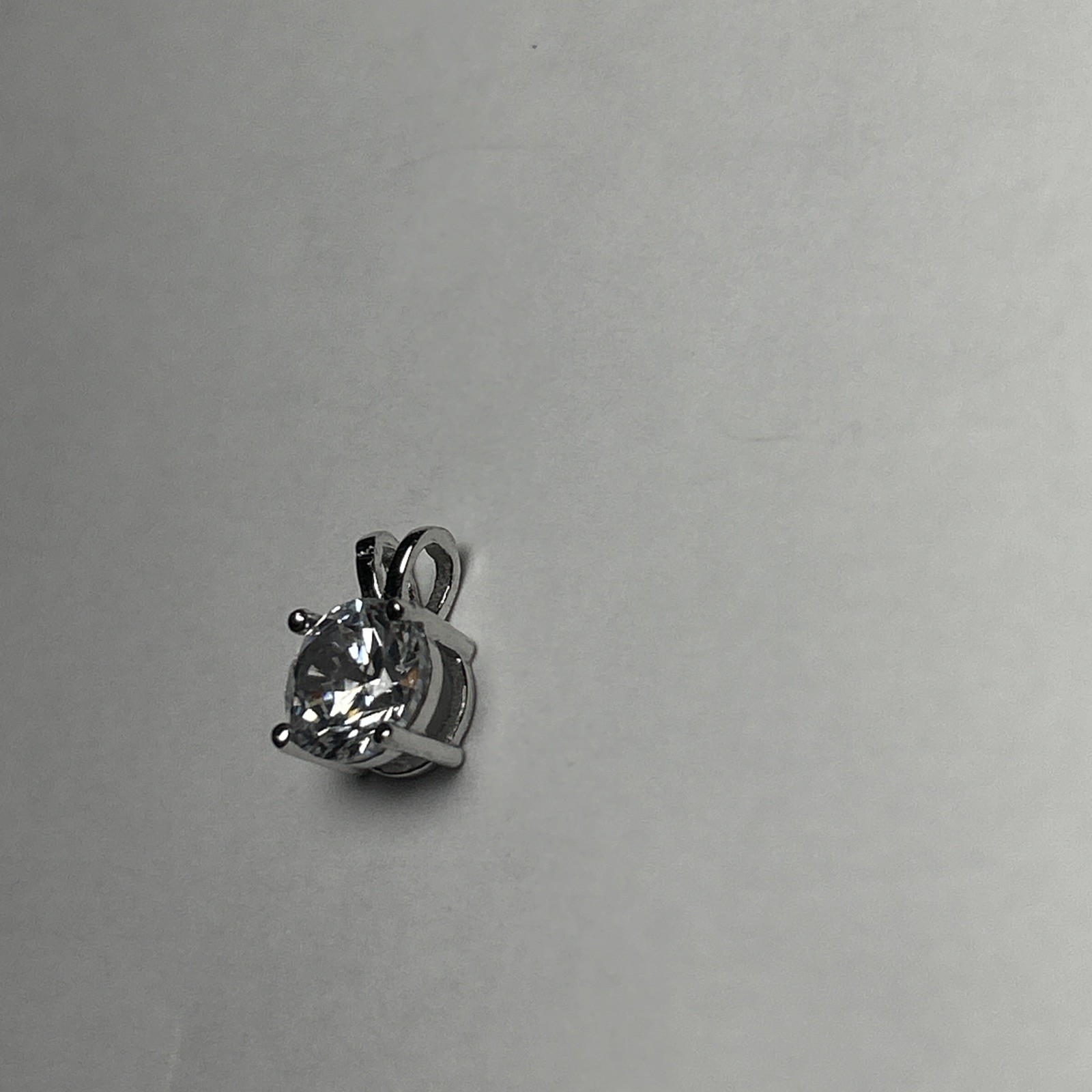 925 Sterling Silver Cz Round White Clear Ice Solitaire Pendant 7mm Colorless NEW