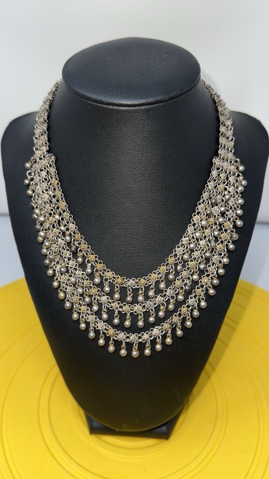 Sterling silver choker in 3 Strands With Unique , Rare Design 57g 16 In