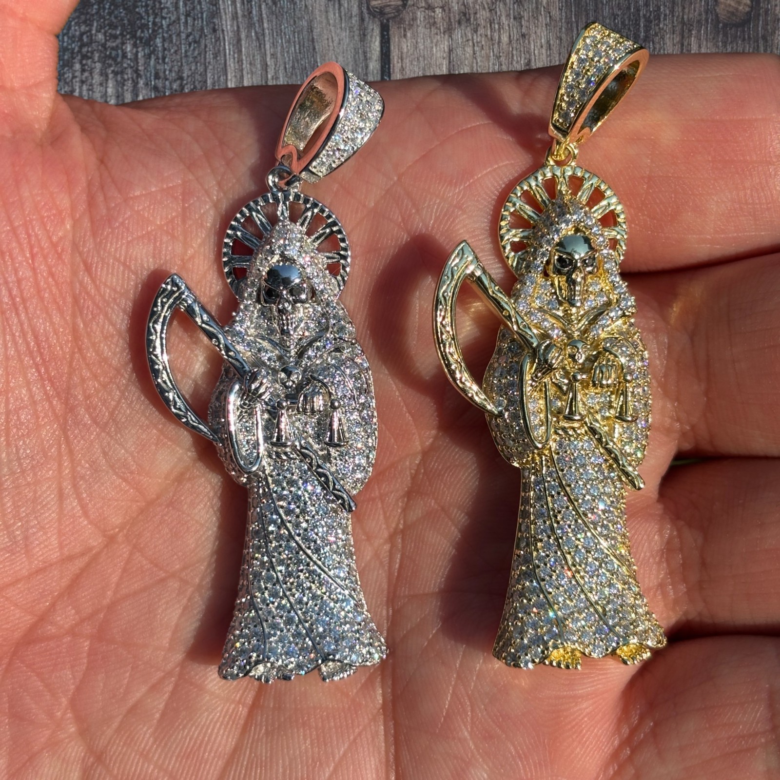 Moissanite Grim Reaper Pendant – Solid 925 Sterling Silver Or 14k Gold Vermeil