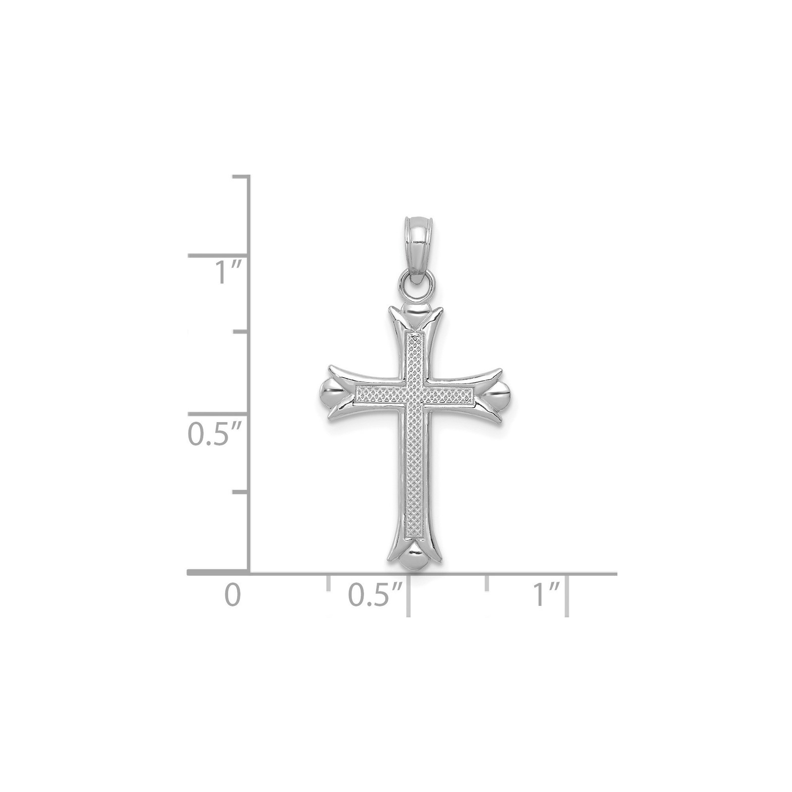 10k White Gold Fleur De Lis Cross Pendant Necklace for Men Women Religious