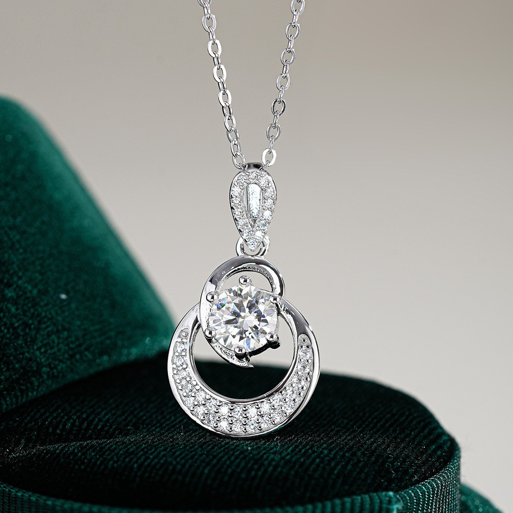 2.40Ct Lab Grown Diamond Round Cut Classic Pendant Chain 925 Sterling Silver