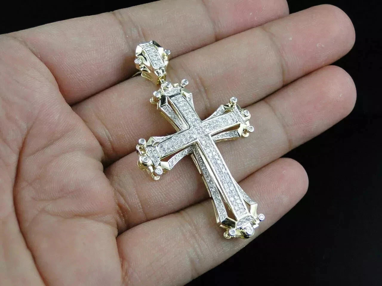 0.75 Ct Round Cut Lab Created Diamond Cross Pendant in 14K Yellow Gold Plated