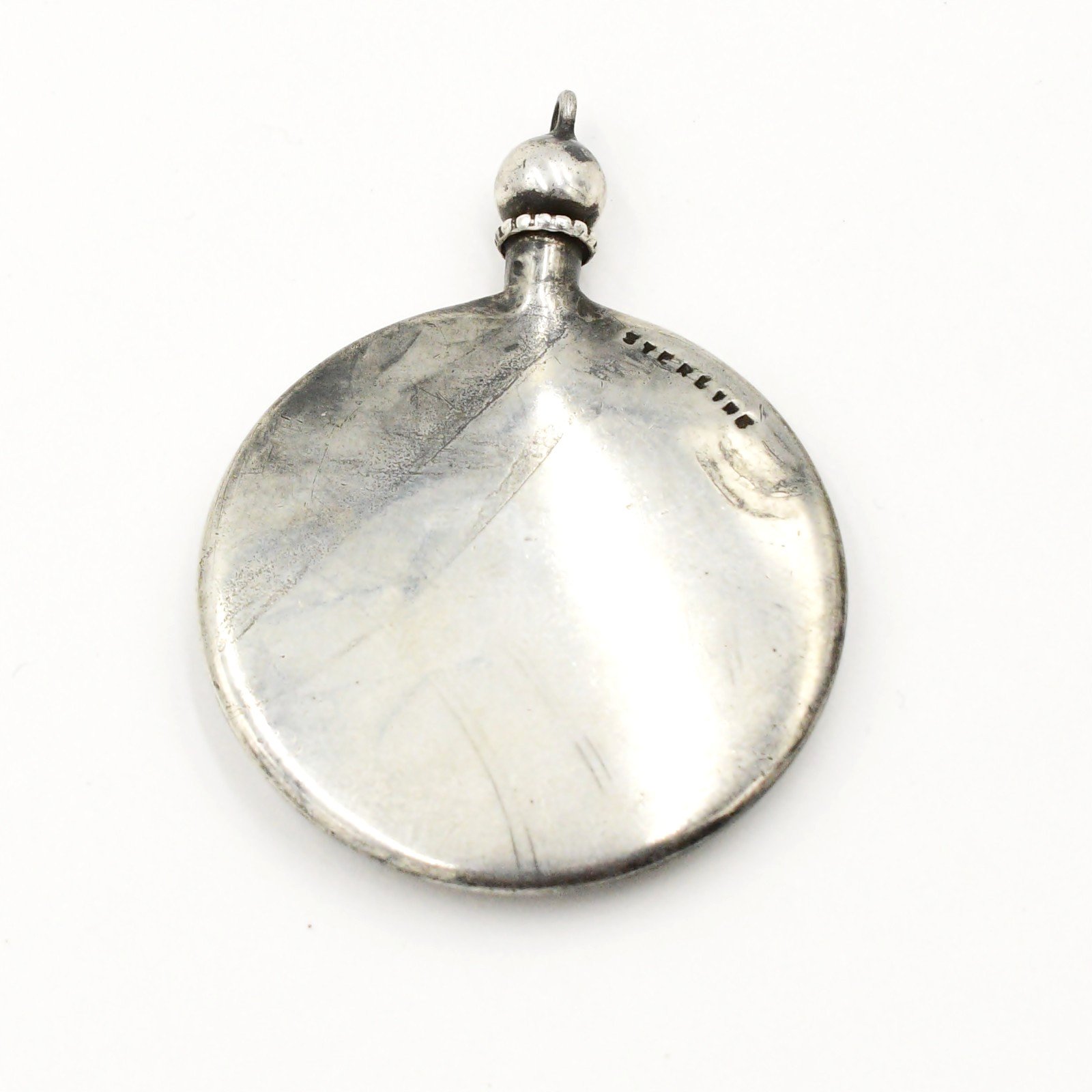 Sterling Silver 925 Antique Shield Perfume Scent Bottle Pendant