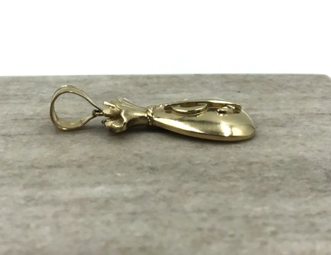 Solid 10K Yellow Gold Money Bag Dollar Sign Pendant Charm Textured Polished 7.8g