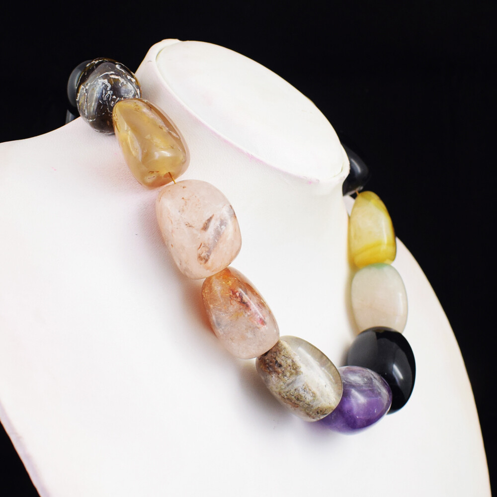 1415 Cts Earth Mined Single Strand Mix Gem Beaded Necklace Jewelry SK 28 E445