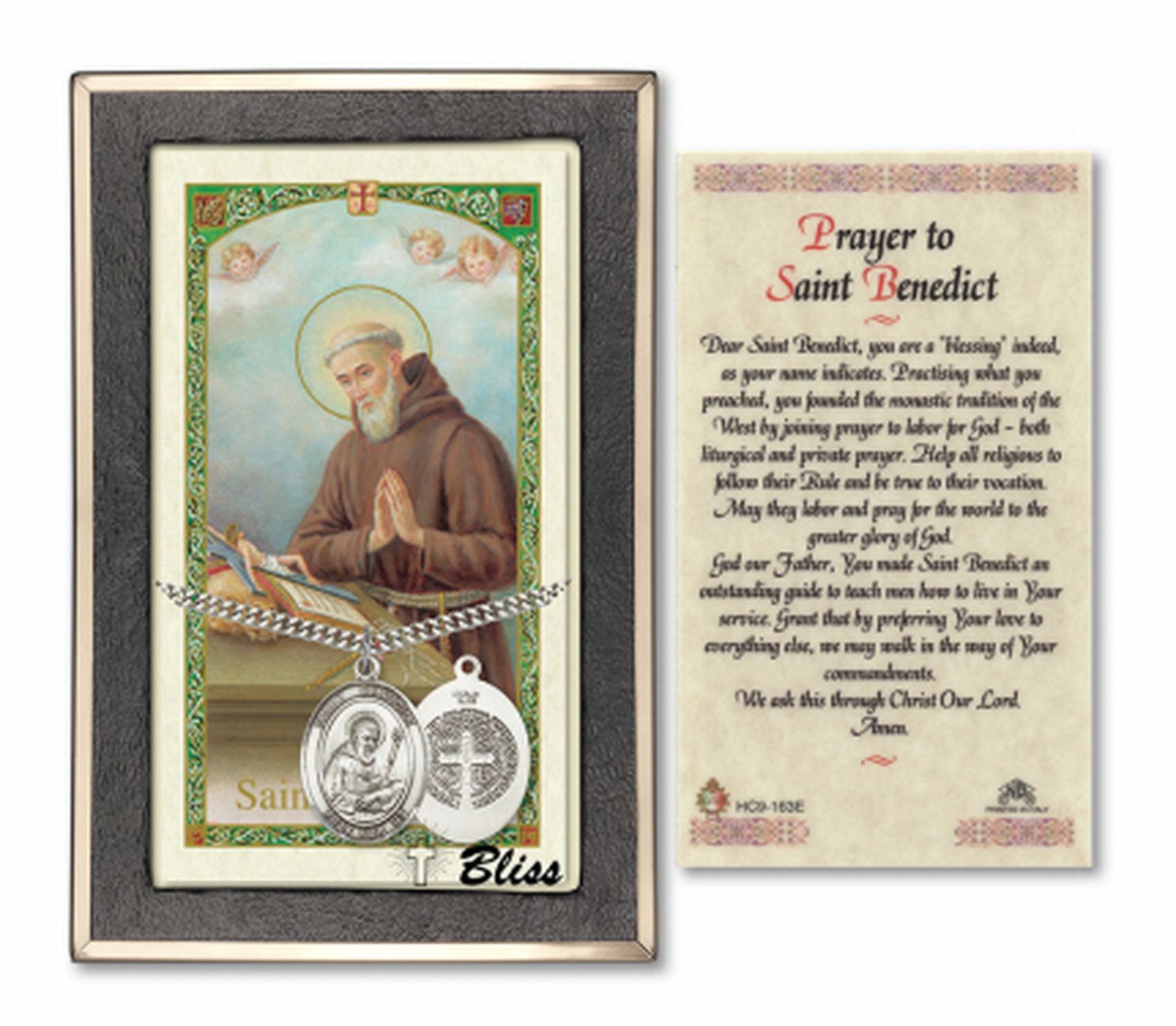 Sterling Silver Saint Benedict Catholic Medal Pendant Necklace 24″ Chain