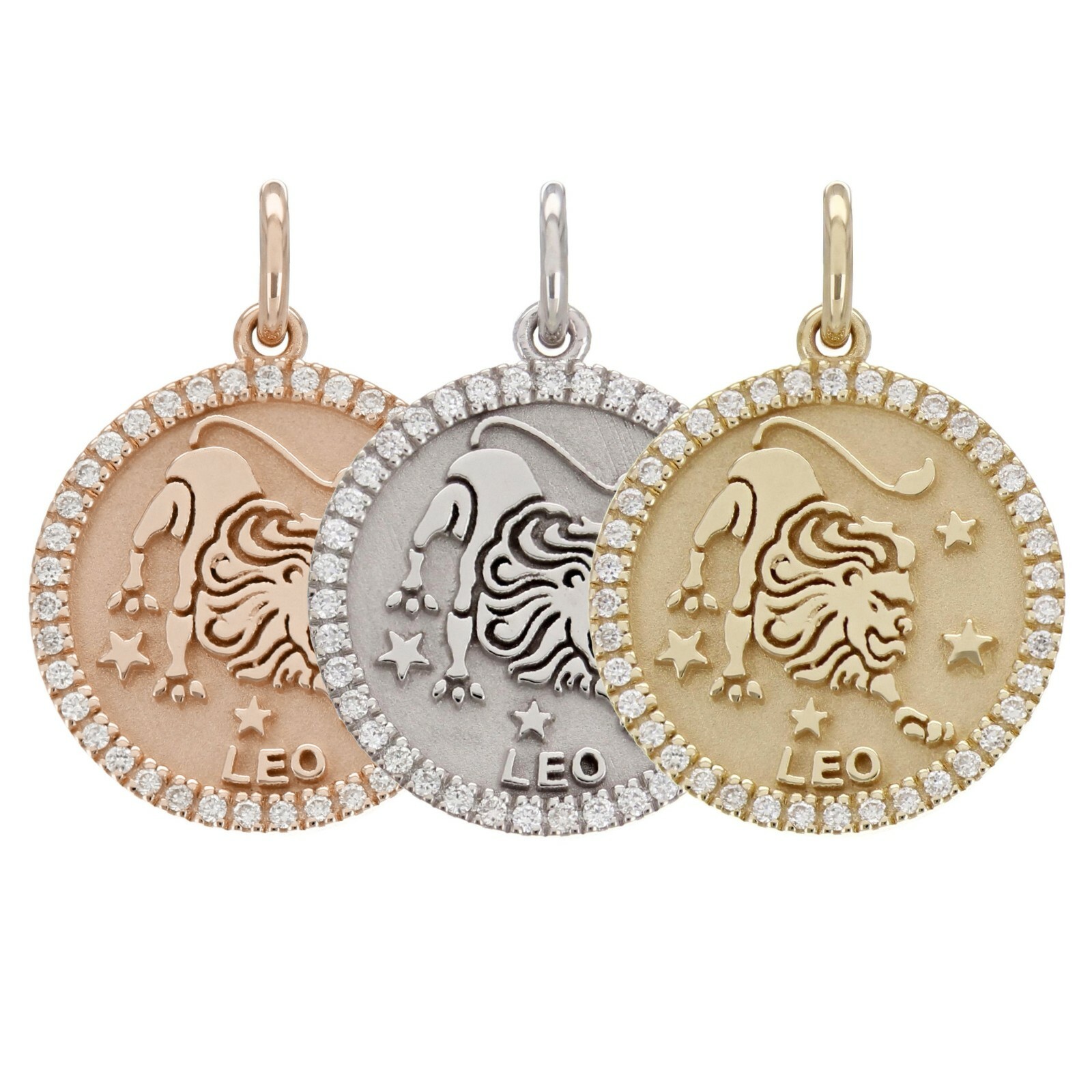 14k Yellow White or Rose Gold Diamond Zodiac Sign Charm Pendant