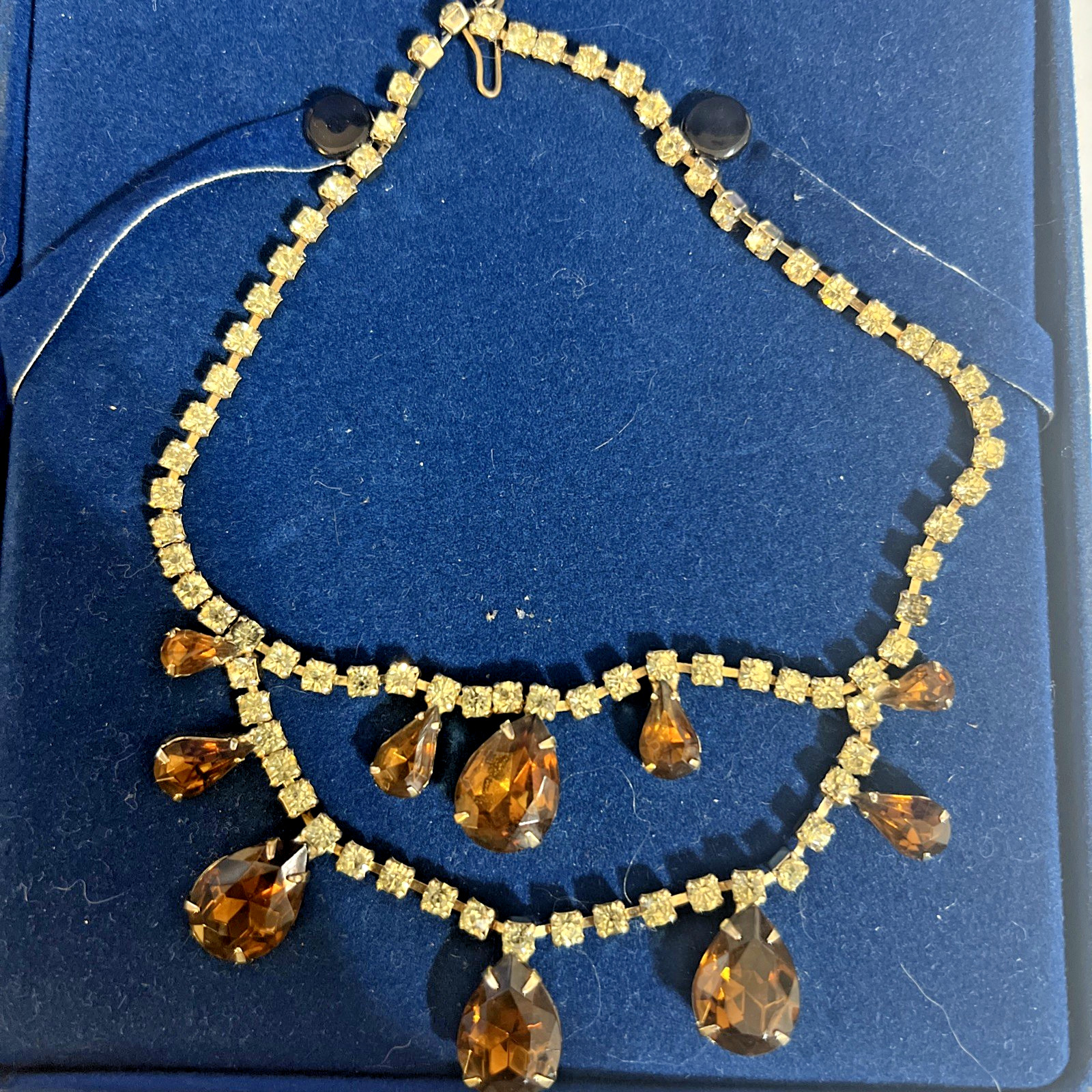 Unbranded Silver Necklace, 10 varying size Amber Stones W/ Tinted Zircon. Nice!