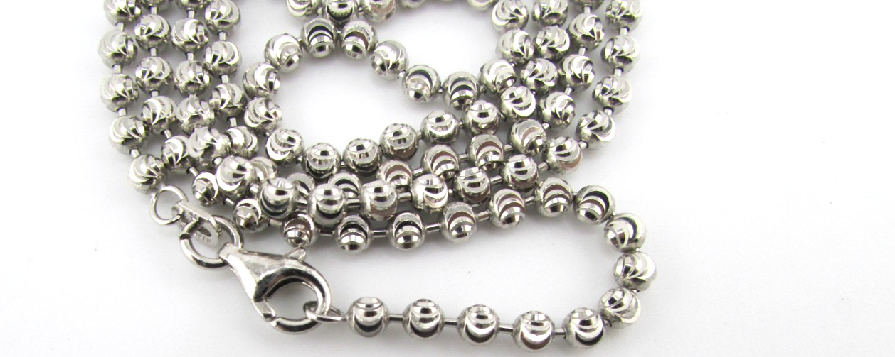 925 Sterling Silver 3mm Moon Cut Bead Chain Necklace, 18-Inch, Silver
