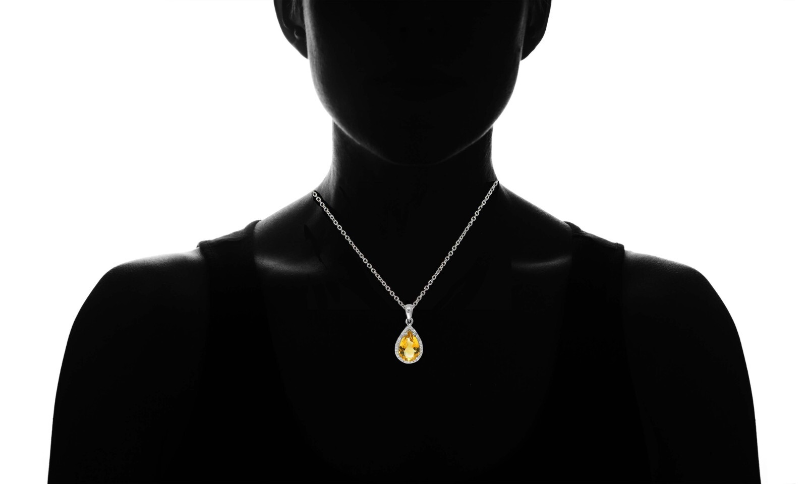 Women’s 925 Sterling Silver 4.00 CTTW Citrine Pear Cut Pendant Necklace 18″