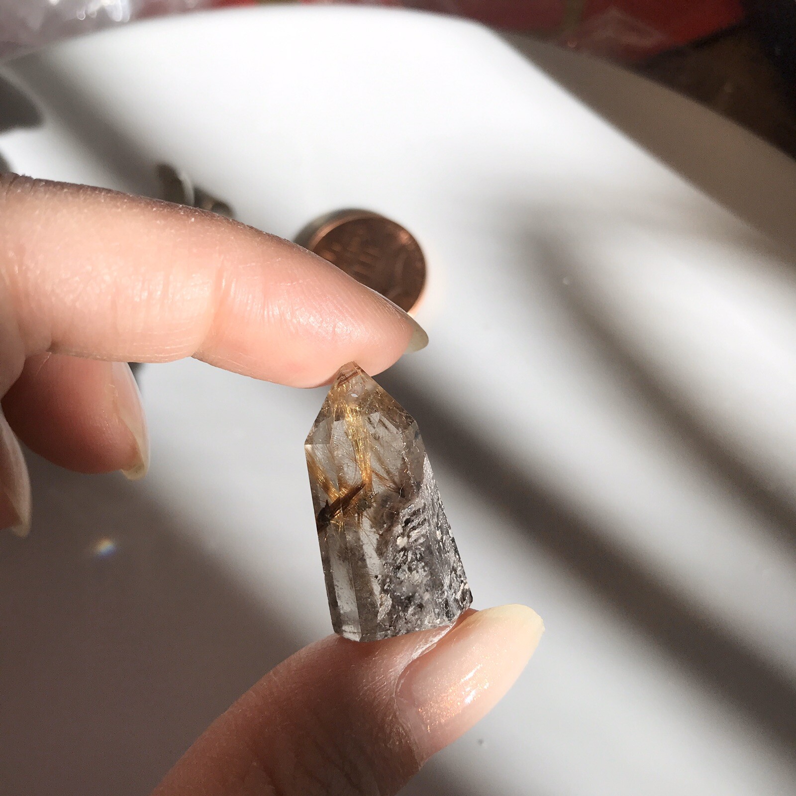US SELLER Natural Green Phantom Quartz Pendant Pointed Tower Crystal Gem 26