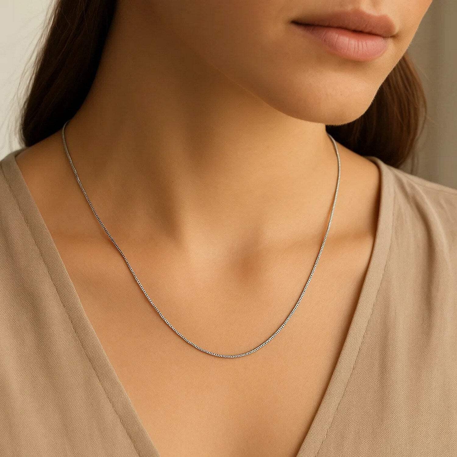14k White Gold Classic Box Chain (0.45 mm)