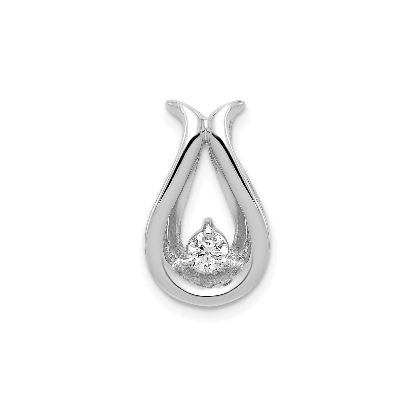 14k White Gold Complete 3.4mm A Diamond Teardrop-Shape Chain Slide Necklace