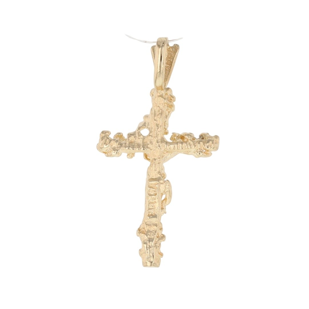 1″ Religious Cross Nugget Pendant without Chain 14k Yellow Gold 1.53 Grams