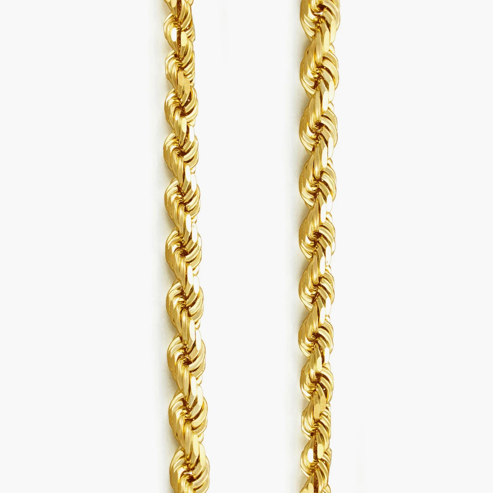 14K Yellow Gold Diamond Cut Rope Chain Necklace 4mm – Unisex REAL 14K