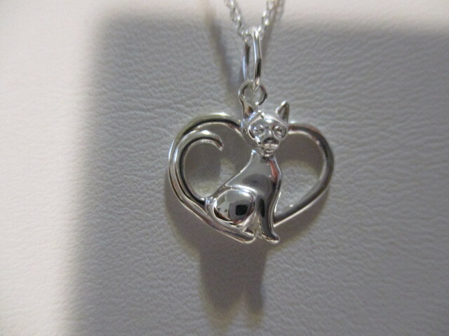 AVON Sterling Silver For The Love Of Animals Necklace “CAT” 19″ Long