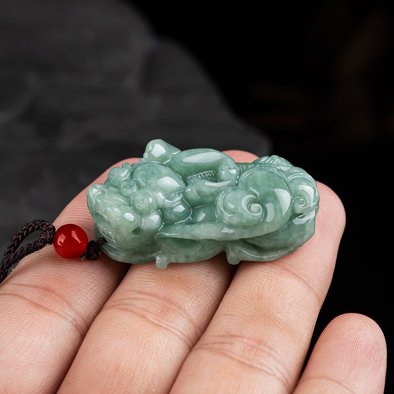 Natural Grade A Jade Jadeite Men Women Wealthy Ruyi Pixiu Pendant