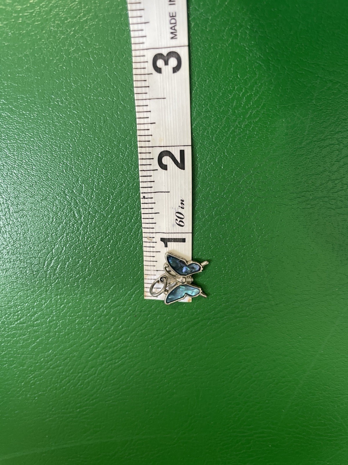 Blue Abalone Shell Butterfly Pendant Charm Sterling Silver .925 Metal Piece