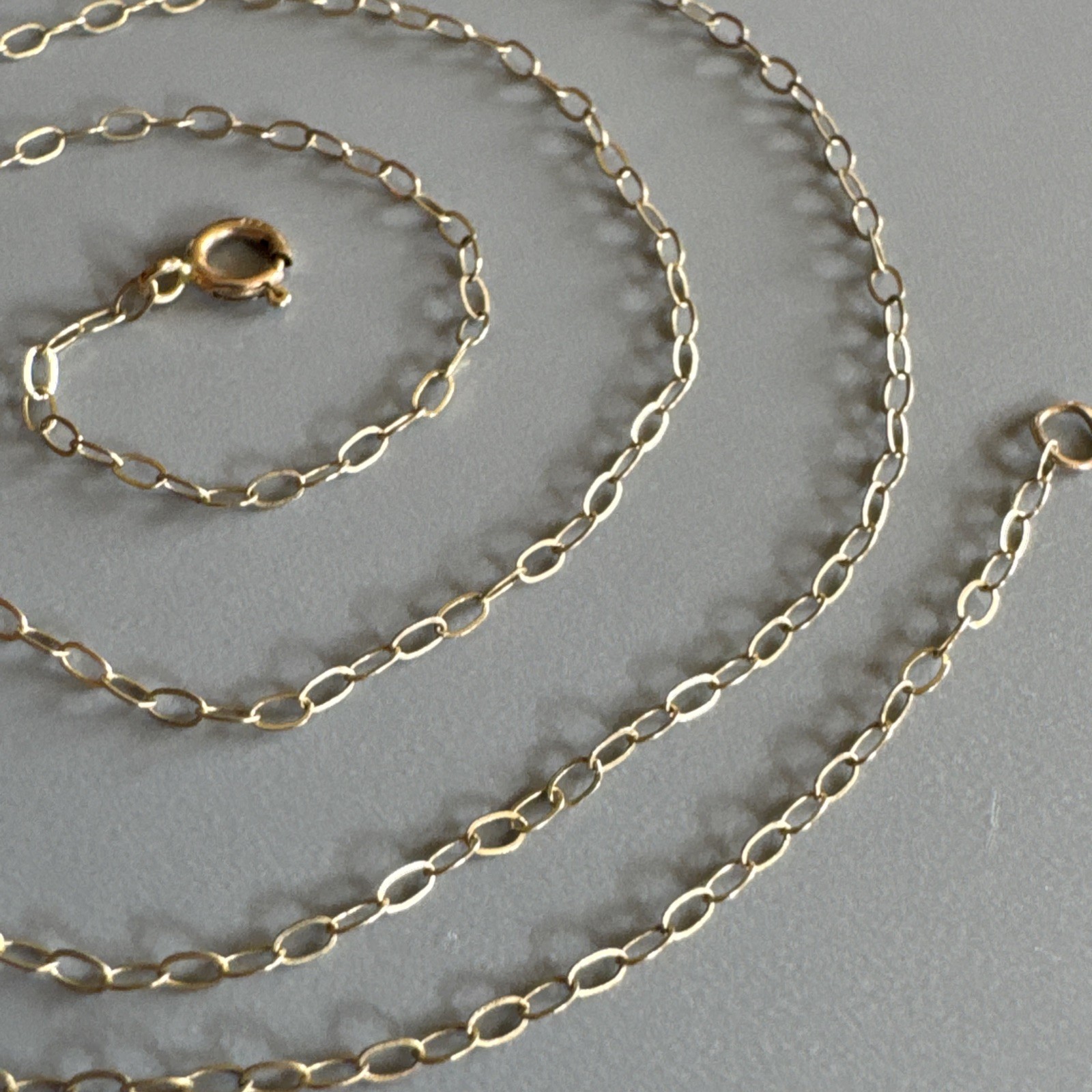 9ct Yellow Gold 375 Fine 1.3mm Oval Link Cable Chain Necklace 16” XRF Tested