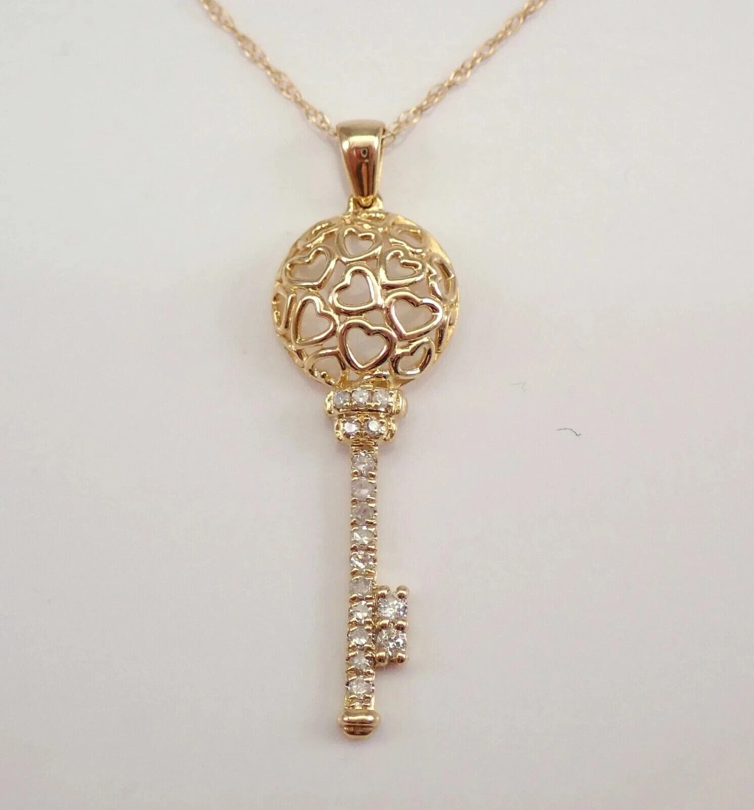 0.50Ct Lab Created Diamond Round Key Pendant 14K Yellow Gold Plated Free Chain