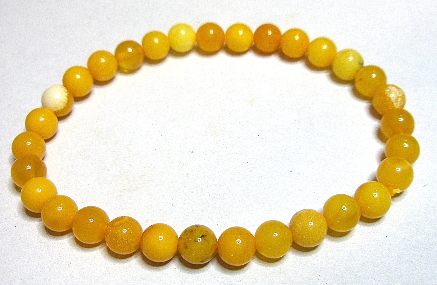 SET Baltic Amber Necklace + Bracelet Polished Round Beads Egg Yolk Butterscotch