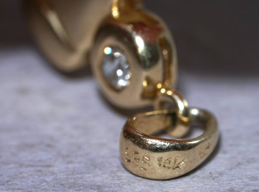 14K Yellow Gold Male Soccer Charm Pendant, with 2 NATURAL DIAMONDS 1.8 grams