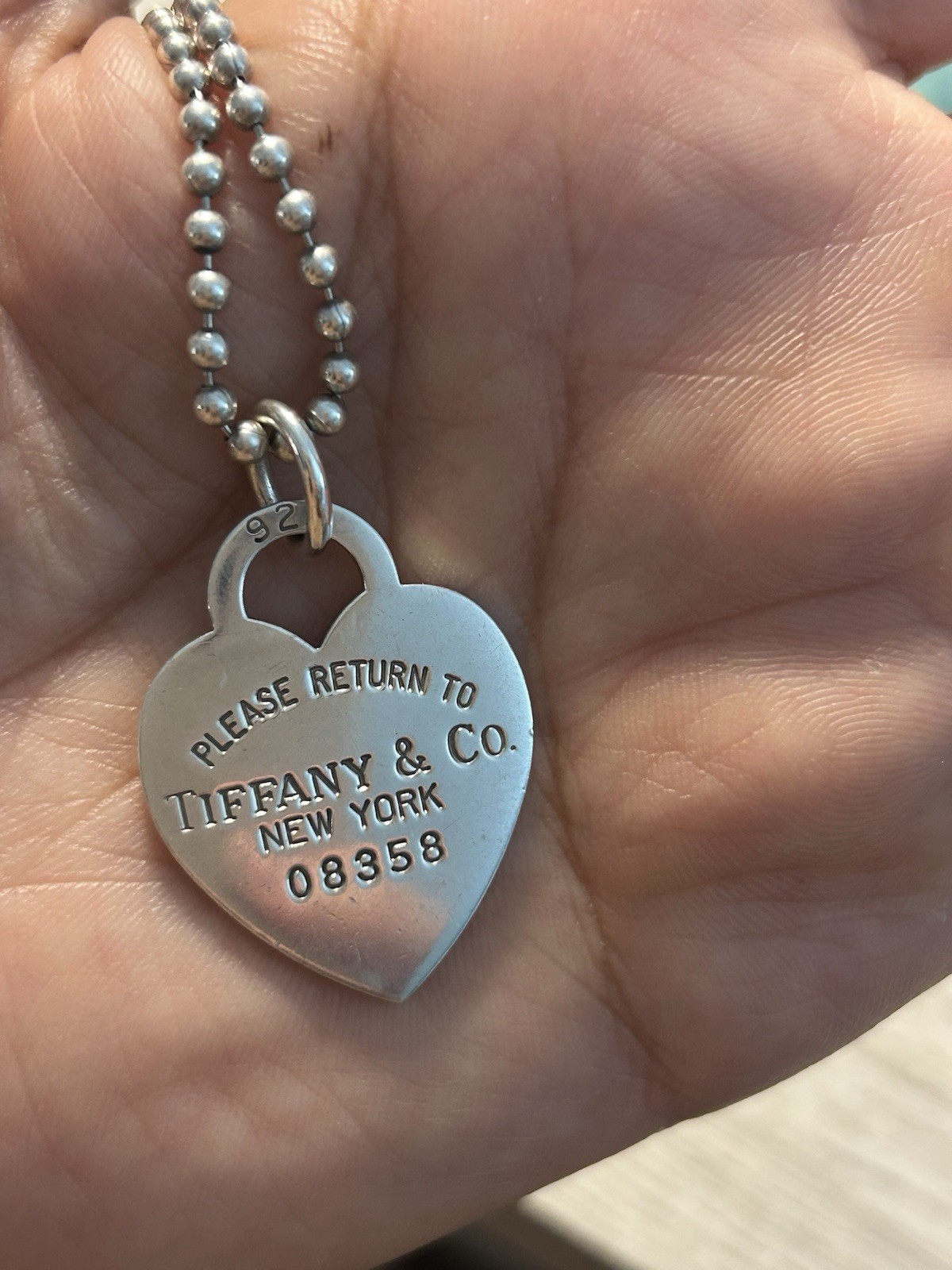 Tiffany & Co. Return to Tiffany 925 Silver Heart Tag Ball Chain Necklace