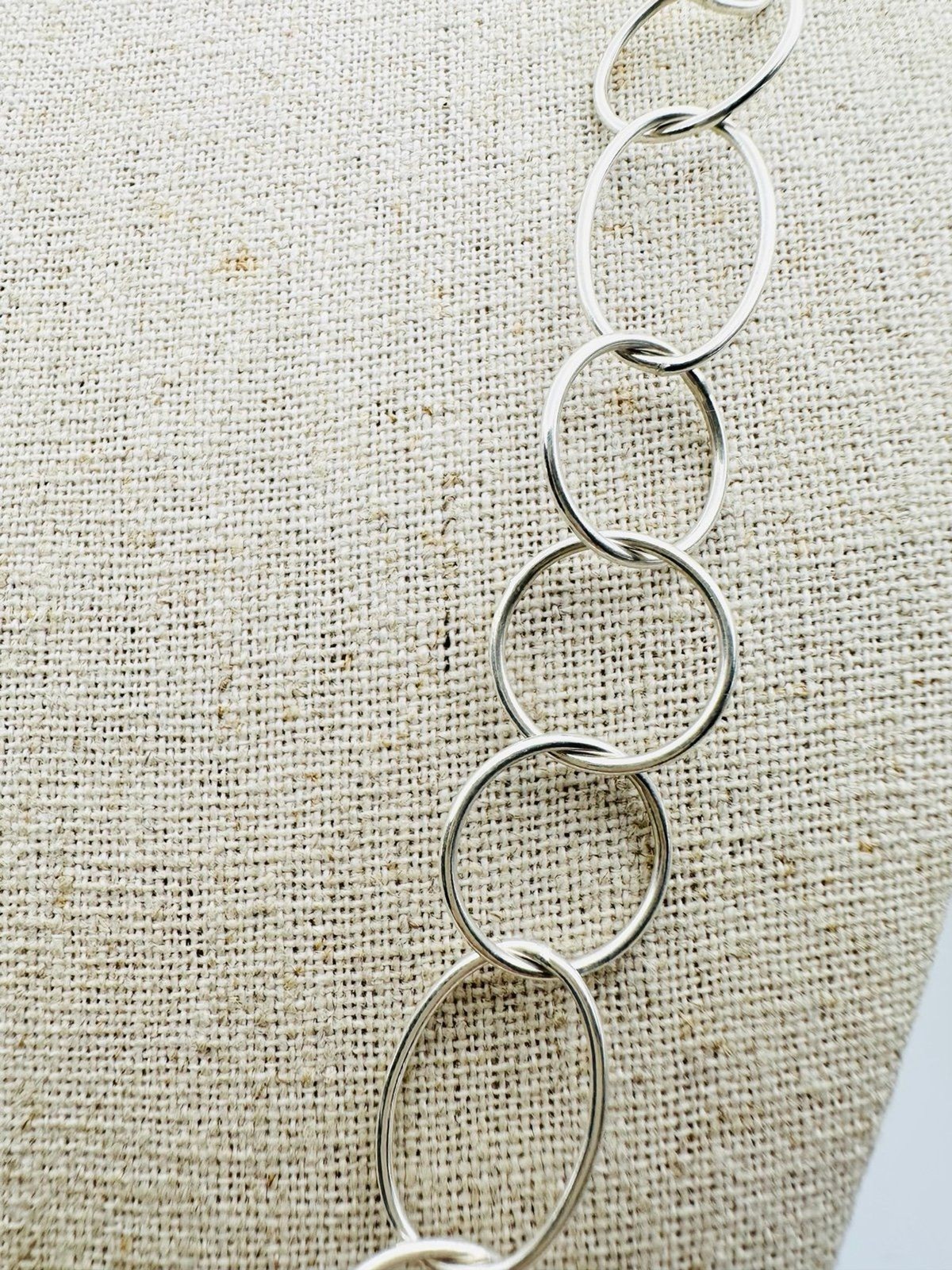 Livior 925 Italy sterling silver oval circle link chain necklace 23.5”