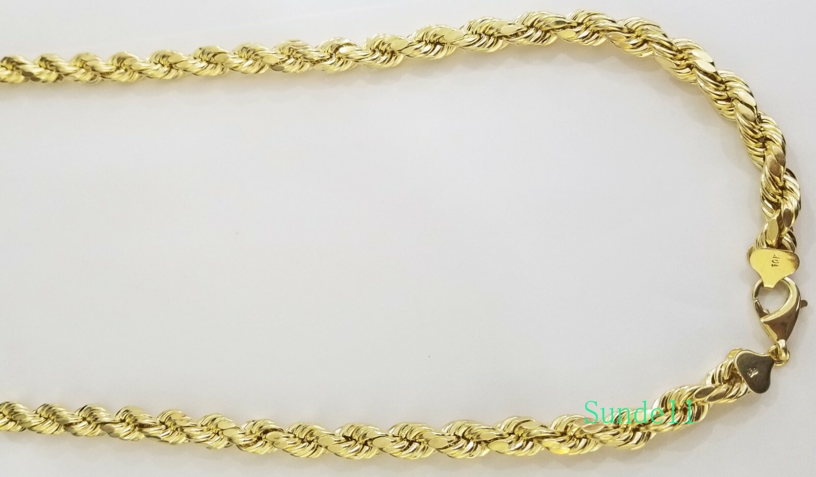10k REAL Yellow Gold Rope Chain necklace 10mm 22″ Men thick diamond cut