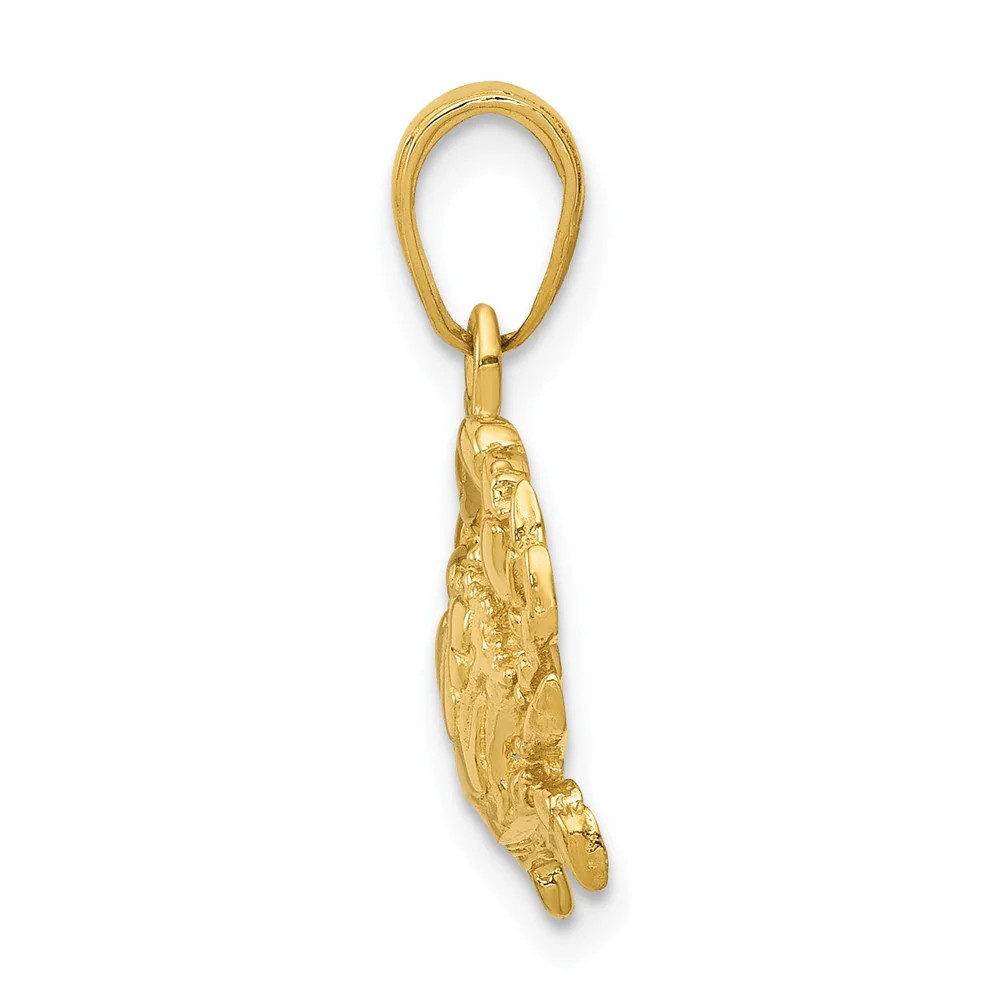 10K / 14K Yellow Gold Blue Crab Pendant