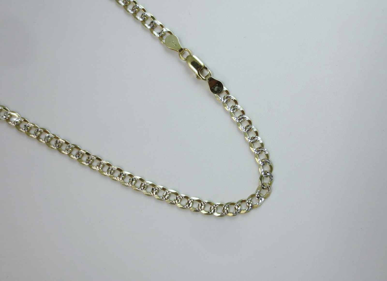 5.5mm Curb Pave Chain. Vermeil – Gold over Sterling Silver 2 tone, 18 to 30 Inch