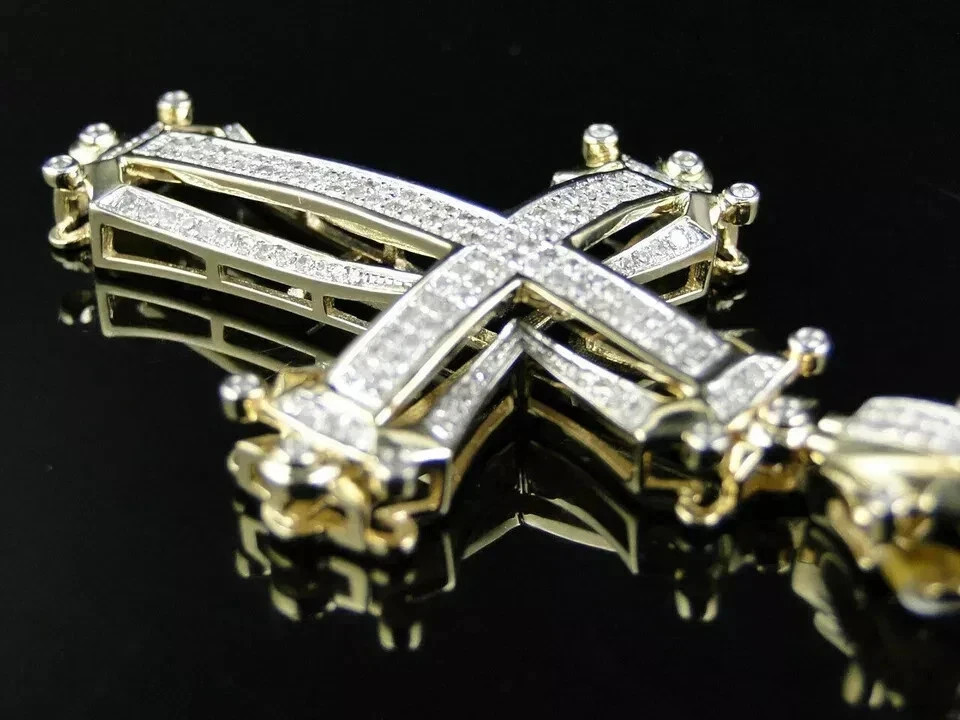 0.75 Ct Round Cut Lab Created Diamond Cross Pendant in 14K Yellow Gold Plated