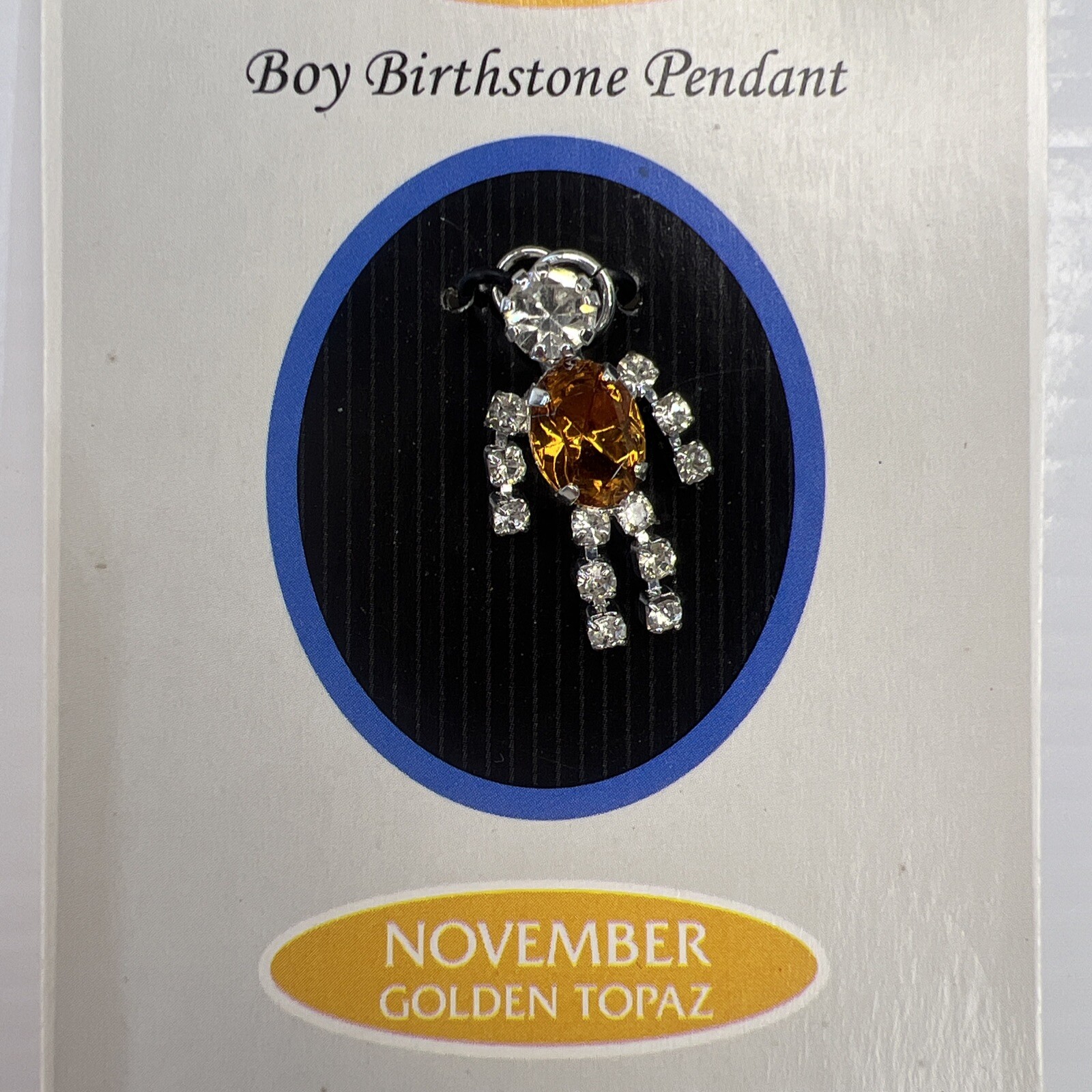 FAMILY TIES Sterling Silver Finish Charm Birth Crystal Golden Topaz November Boy
