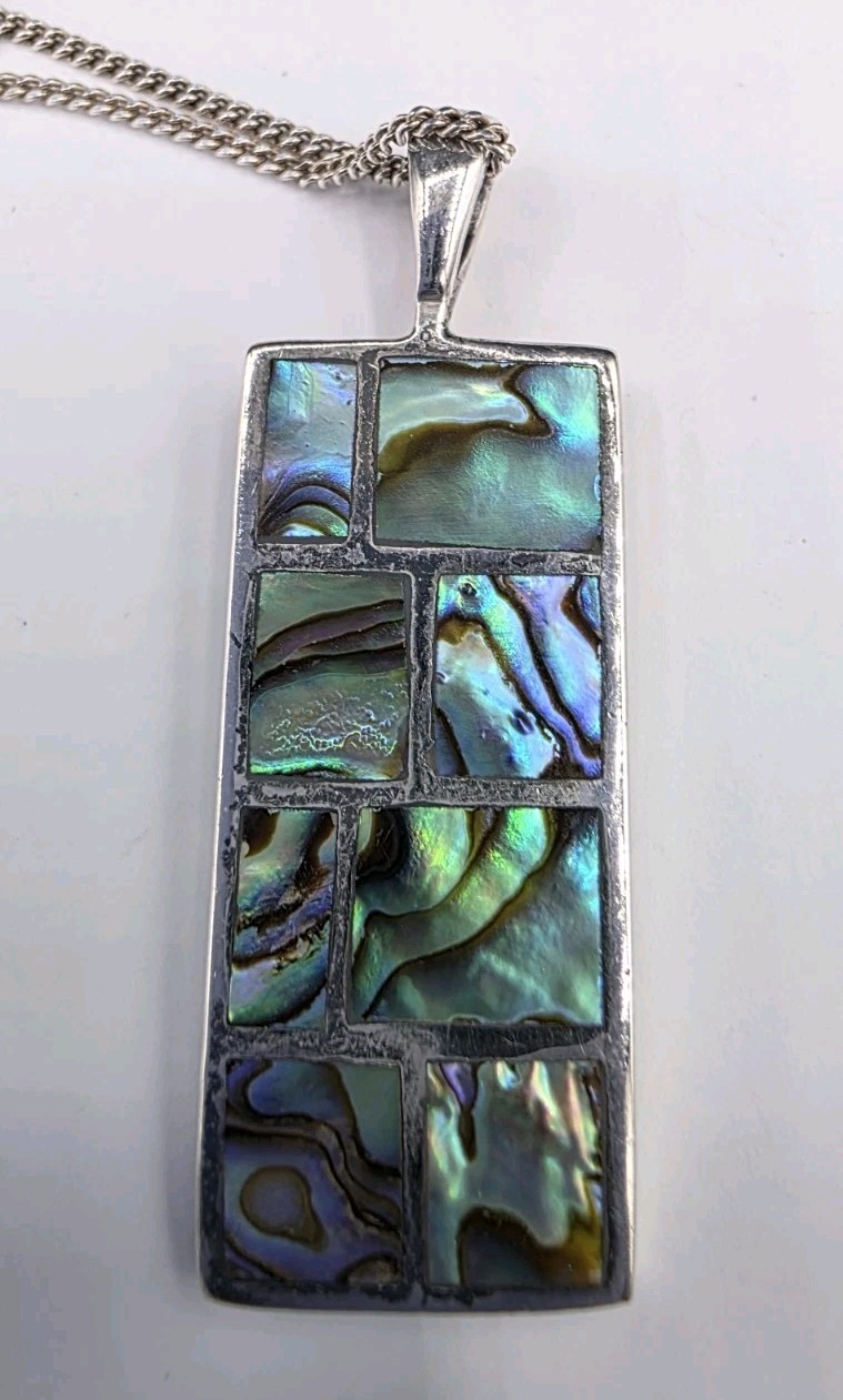 Abalone shell sterling pendant and chain – Summer Ocean, Vacation