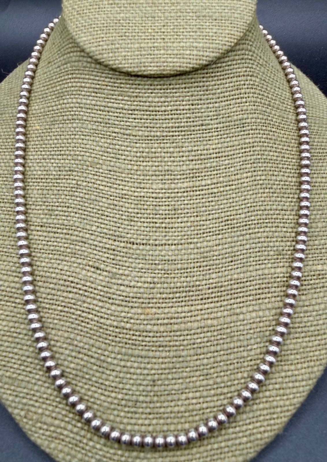Vintage Sterling Silver 4mm Bead 20” Necklace 925 Italy 18g