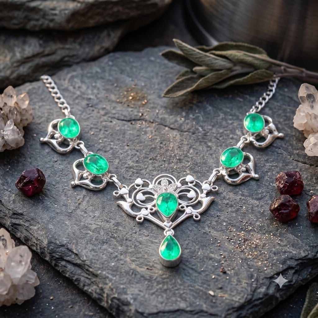 Paraiba Tourmaline Gemstone 925 Sterling Silver Jewelry Necklace Size-17-18″