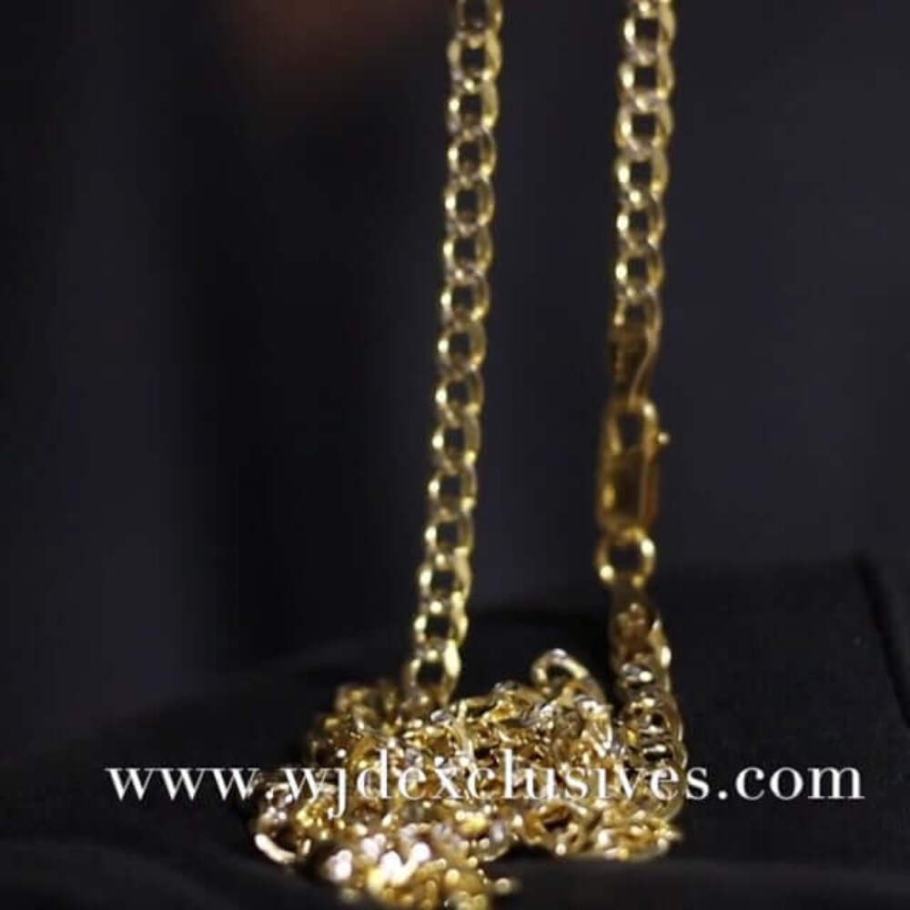 14k Gold Over Silver 4mm Diamond Cut Pave Cuban Curb Chain Necklace 18″-30″