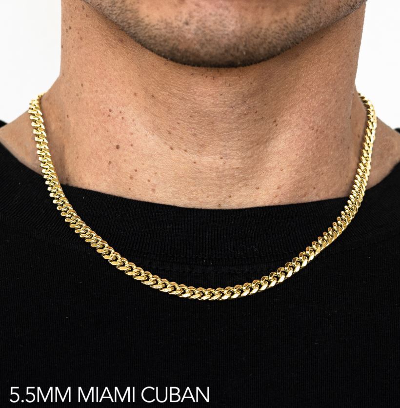 10k Yellow Gold 3mm-9.5mm Miami Cuban Chain Necklace Bracelet Size 7″-30″ Hollow