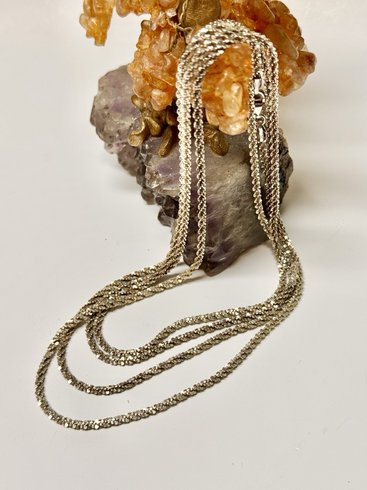 54” Milor Italian Sterling Silver Margarita Sparkle Chain Necklace 21.84gr