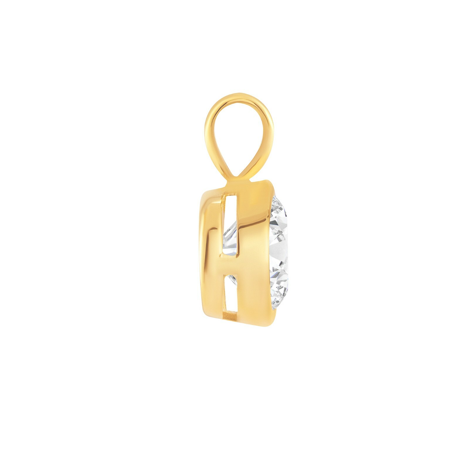 3 Ct Round 14K Yellow Gold Simulated Diamond Solitaire Pendant Necklace Bezel 18