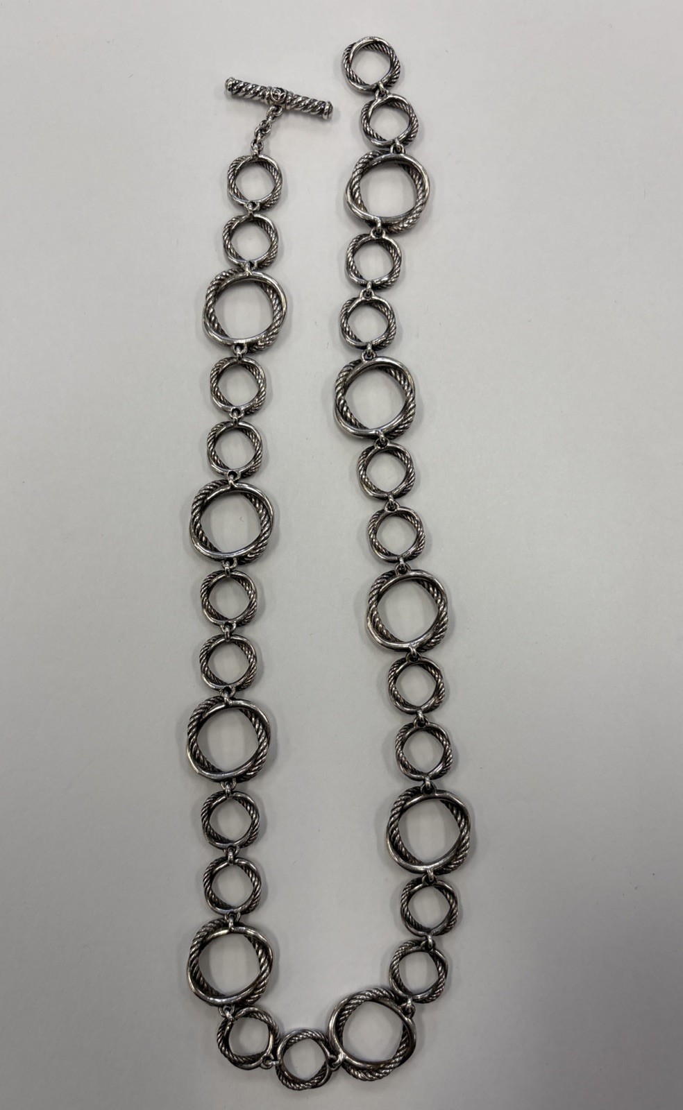 David Yurman Silver Crossover Infinity Rope Circle Chain Necklace 17”